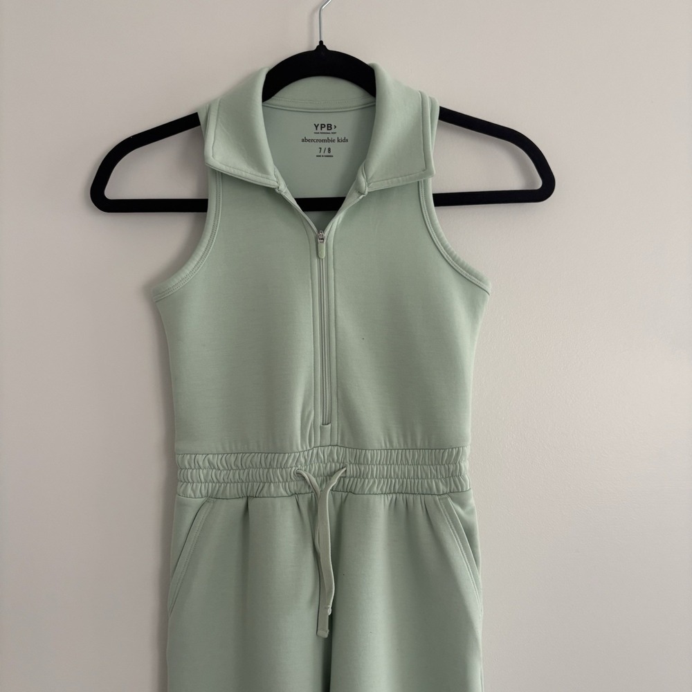 abercrombie Kids/Girls Sleeveless Tie Waist Jumpsuit Mint 7/8 - Picture 2 of 6